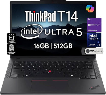 Thinkpad T14 Gen 6 Business Laptop 14" FHD+ IPS, Intel Ultra 7 255U, 64GB DDR5 RAM, 2TB SSD, 5MP Webcam, Fingerprint, Backlit, Wi-Fi 6E, 2 Thunderbolt 4, AI PC, W11P