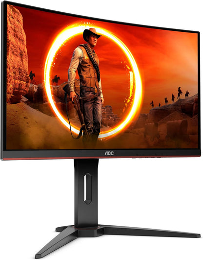 C24G1 24" Curved Frameless Gaming Monitor, FHD 1080P, 1500R VA Panel, 1Ms 144Hz, Freesync, Height Adjustable, VESA, 3-Year Zero Dead Pixels Black