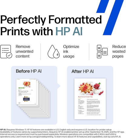 Officejet Pro 8125E Wireless All-In-One Color Inkjet Printer, Print, Scan, Copy, ADF, Duplex Printing Best-For-Home Office, 3 Month Instant Ink Trial Included, Ai-Enabled (405T6A)