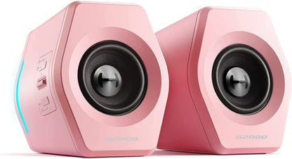 G2000 32W PC Gaming Computer Speakers for Laptop Mac Desktop Computer Woofer Speakers Bluetooth USB 3.5Mm AUX Inputs RGB Lights Multimedia Speakers Black