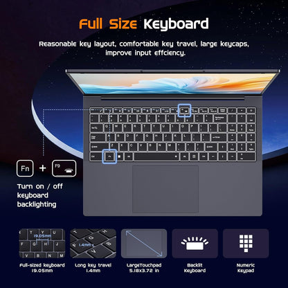 16" Laptop Computer Core I5(Up to 3.6Ghz)16Gb RAM,512GB Ssd,Win11 Pro Notebook PC,MS Office 365,Gaming Laptop,1920 X 1200 FHD 16:10 Display, with BT5.0 Wi-Fi, USB A, HDMI, RJ45, Backlit Keyboard
