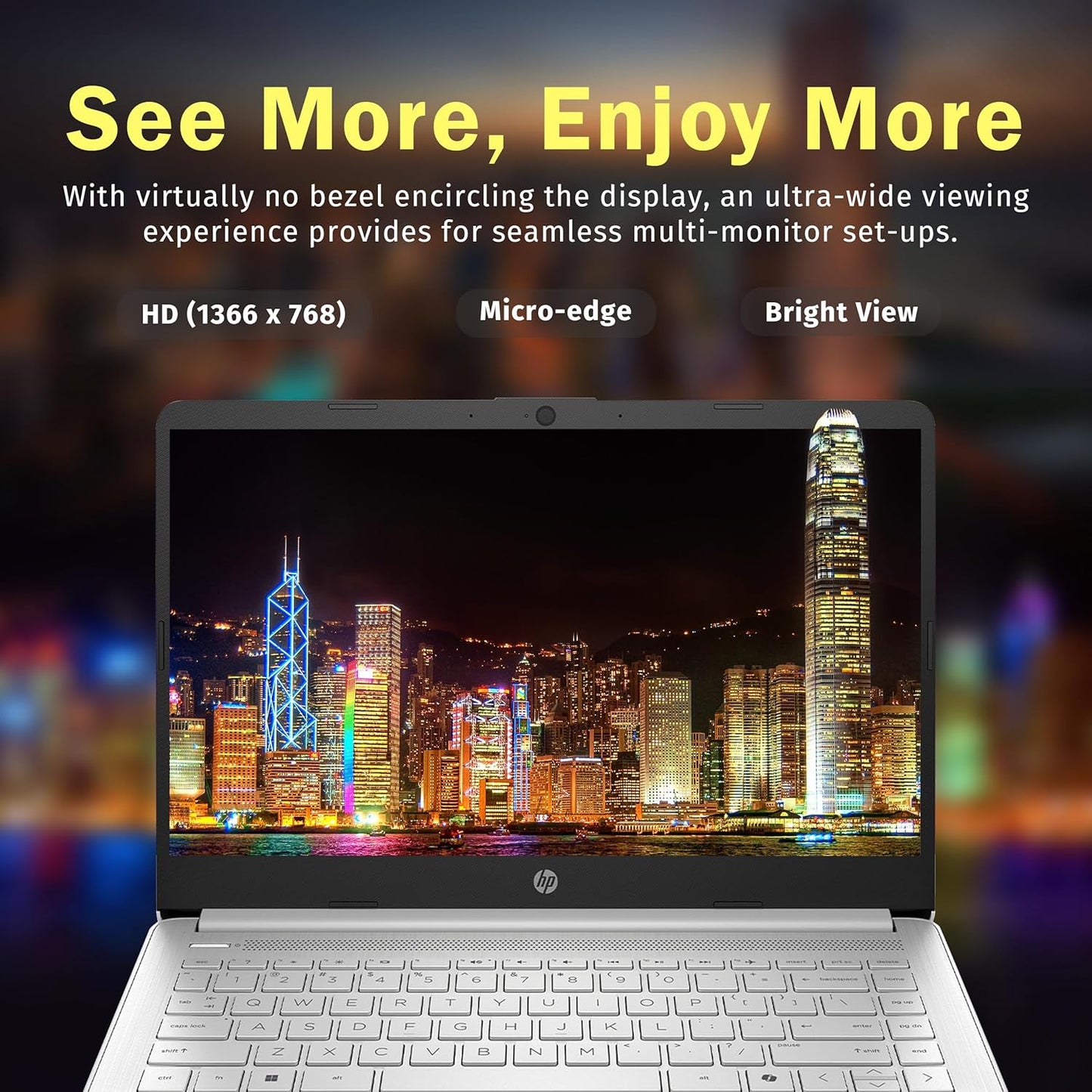 Stream 14" HD Brightview Laptop, Intel Celeron N150, 16GB RAM, 288GB Storage (128GB Emmc + 160GB Docking Station Set), Intel UHD Graphics, 720P Webcam, Wi-Fi, 1 Year Office 365, Win 11 S, Silver