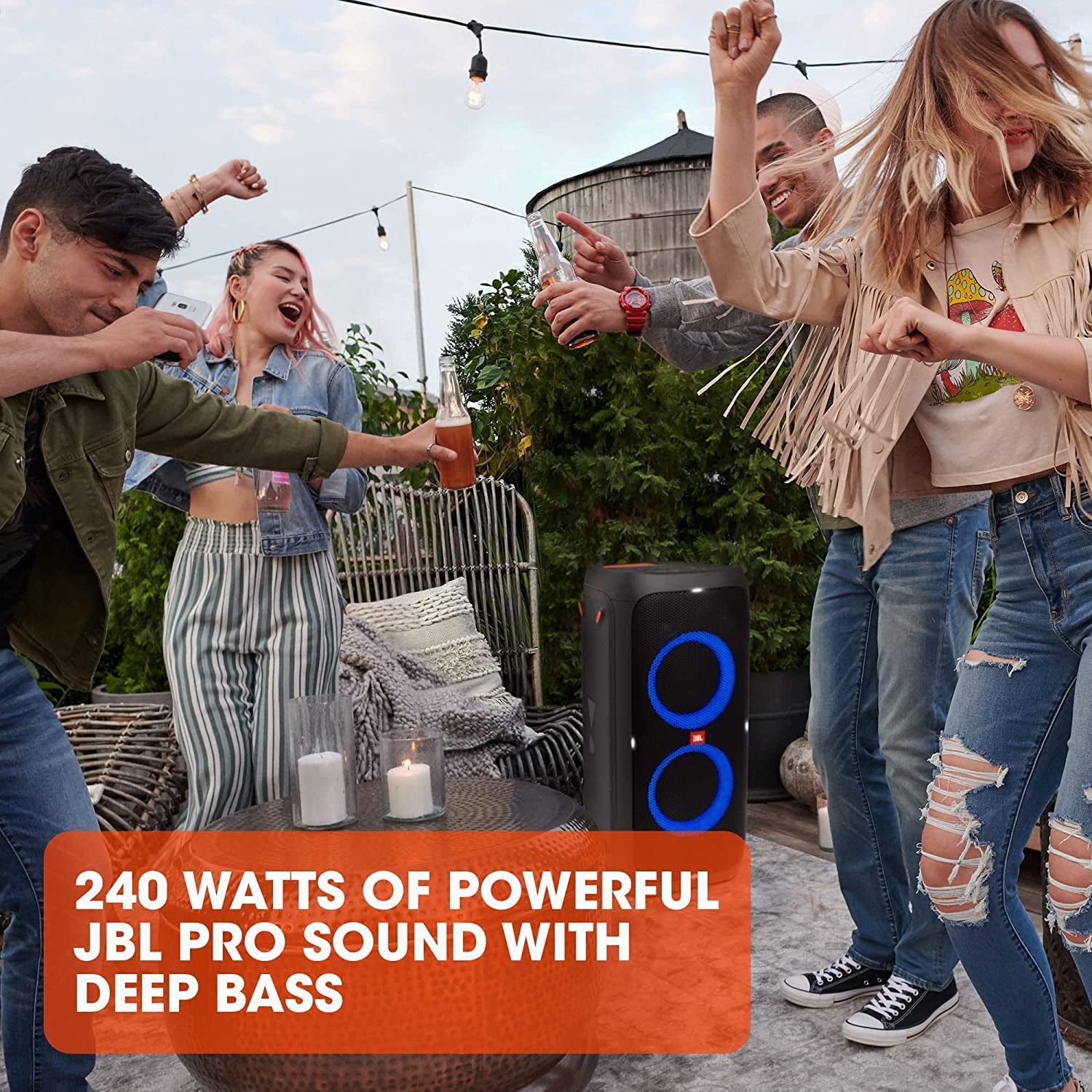 Partybox 310 - Portable Party Speaker with Long Lasting Battery, Powerful  Sound and Exciting Light Show,Black