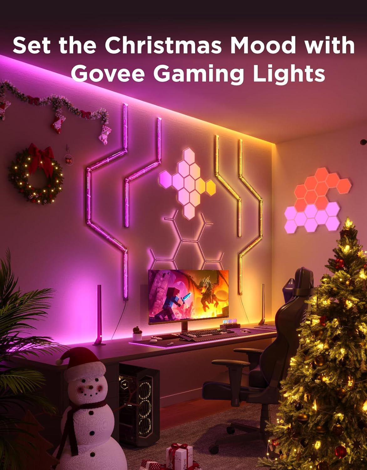 RGBIC Gaming Light Bars H6047 with Smart Controller, Wi-Fi Smart LED Gaming Lights with Music Modes and 60+ Scene Modes Built, Works with Alexa & Google Assistant, Game Room Lights Decor