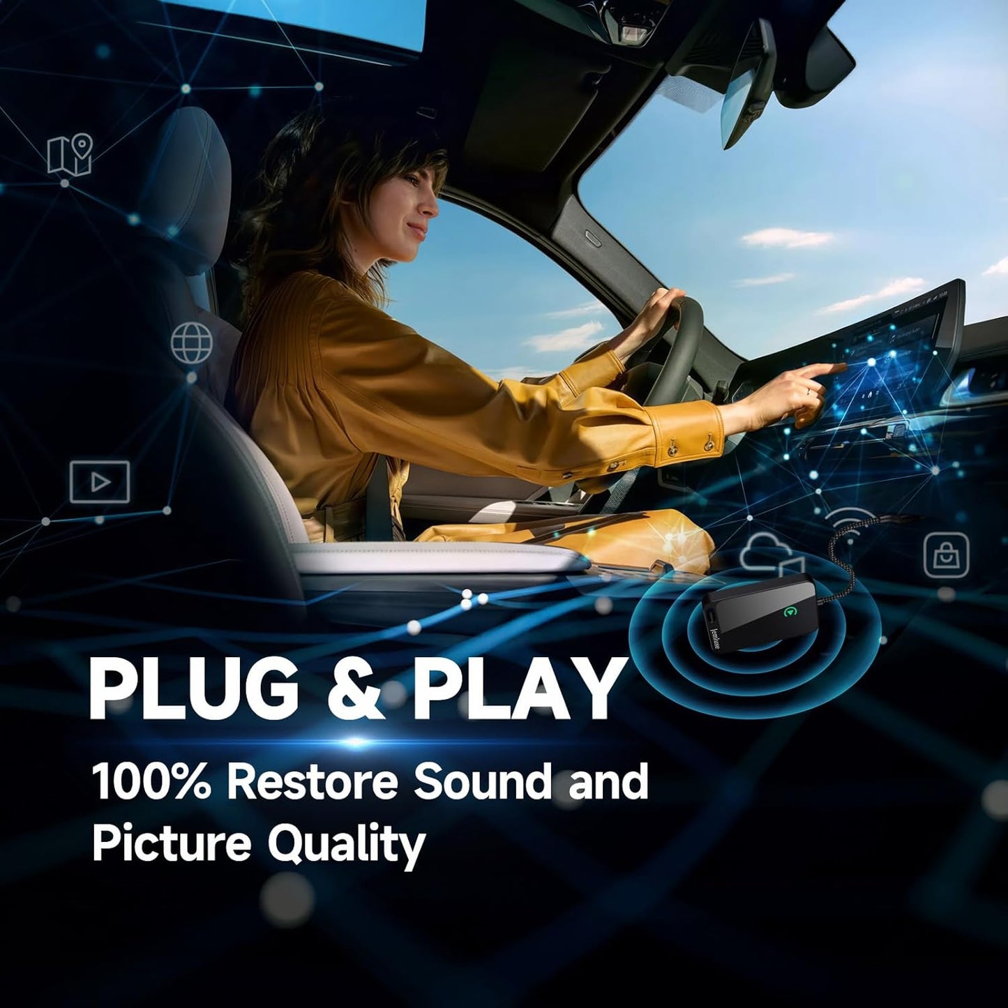Wireless Carplay Adapter for Apple Iphone - Multi-User Seamless Connection for Convert Wired to Wireless Car Play Adapter - No Latency from Ios 10+ to Screen W/Usb C (All Black)