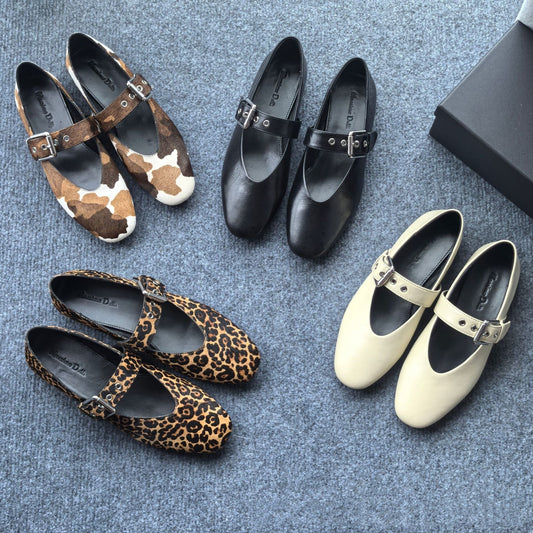 Women's Comfortable Leather Buckle Decorative Casual Shoes