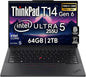 Thinkpad T14 Gen 6 Business Laptop 14" FHD+ IPS, Intel Ultra 7 255U, 64GB DDR5 RAM, 2TB SSD, 5MP Webcam, Fingerprint, Backlit, Wi-Fi 6E, 2 Thunderbolt 4, AI PC, W11P
