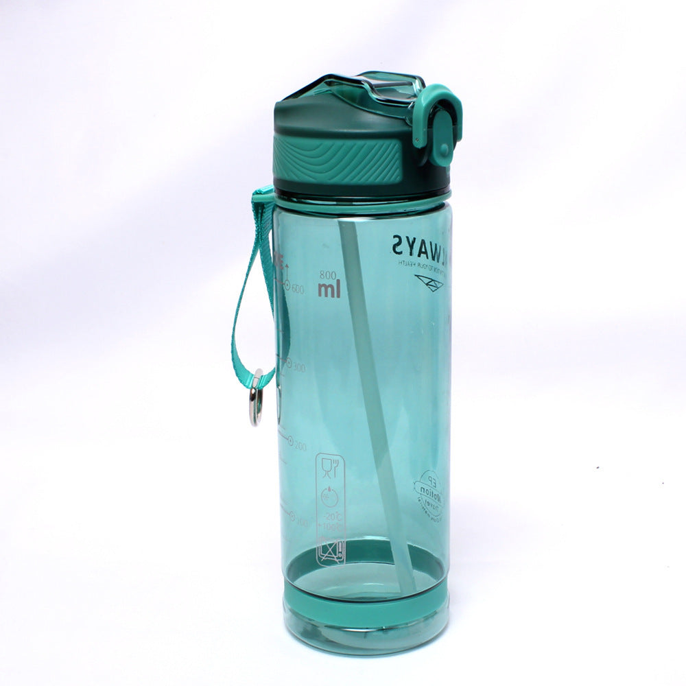 Large Capacity Sports Water Bottle Straw Cup Plastic Portable