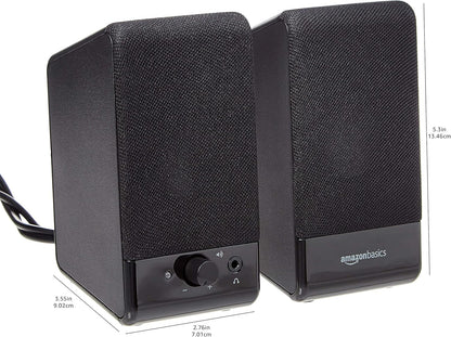Usb-Powered Computer Speakers for Desktop or Laptop PC with Volume Control, Plug-N-Play, Black