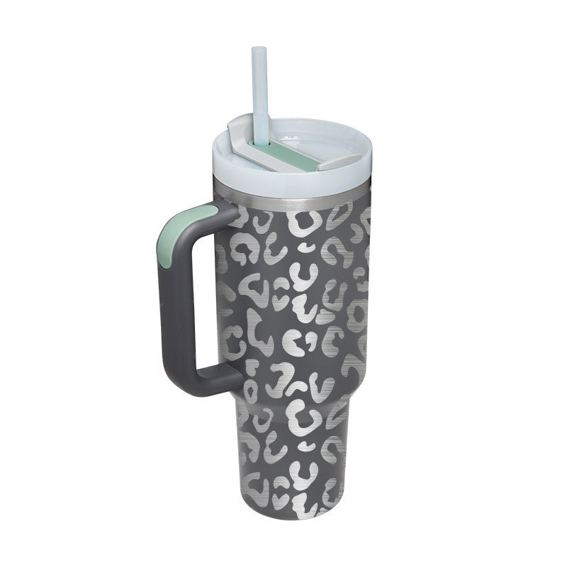 40 Oz Insulated Tumbler with Handle & Straw