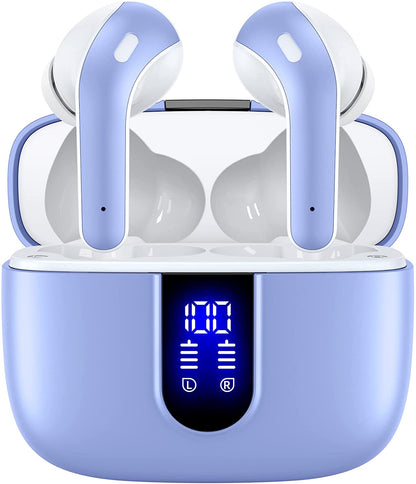 Bluetooth Headphones True Wireless Earbuds 60H Playback LED Power Display Earphones with Wireless Charging Case IPX5 Waterproof In-Ear Ear Buds with Mic for TV Smart Phone Laptop Computer Sports