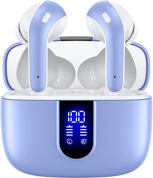 Bluetooth Headphones True Wireless Earbuds 60H Playback LED Power Display Earphones with Wireless Charging Case IPX5 Waterproof In-Ear Ear Buds with Mic for TV Smart Phone Laptop Computer Sports