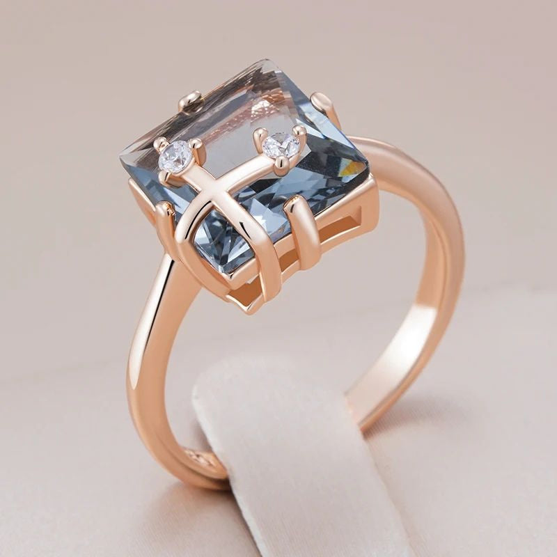 New Grey Zircon Ring For Girls Rose Gold Fashion
