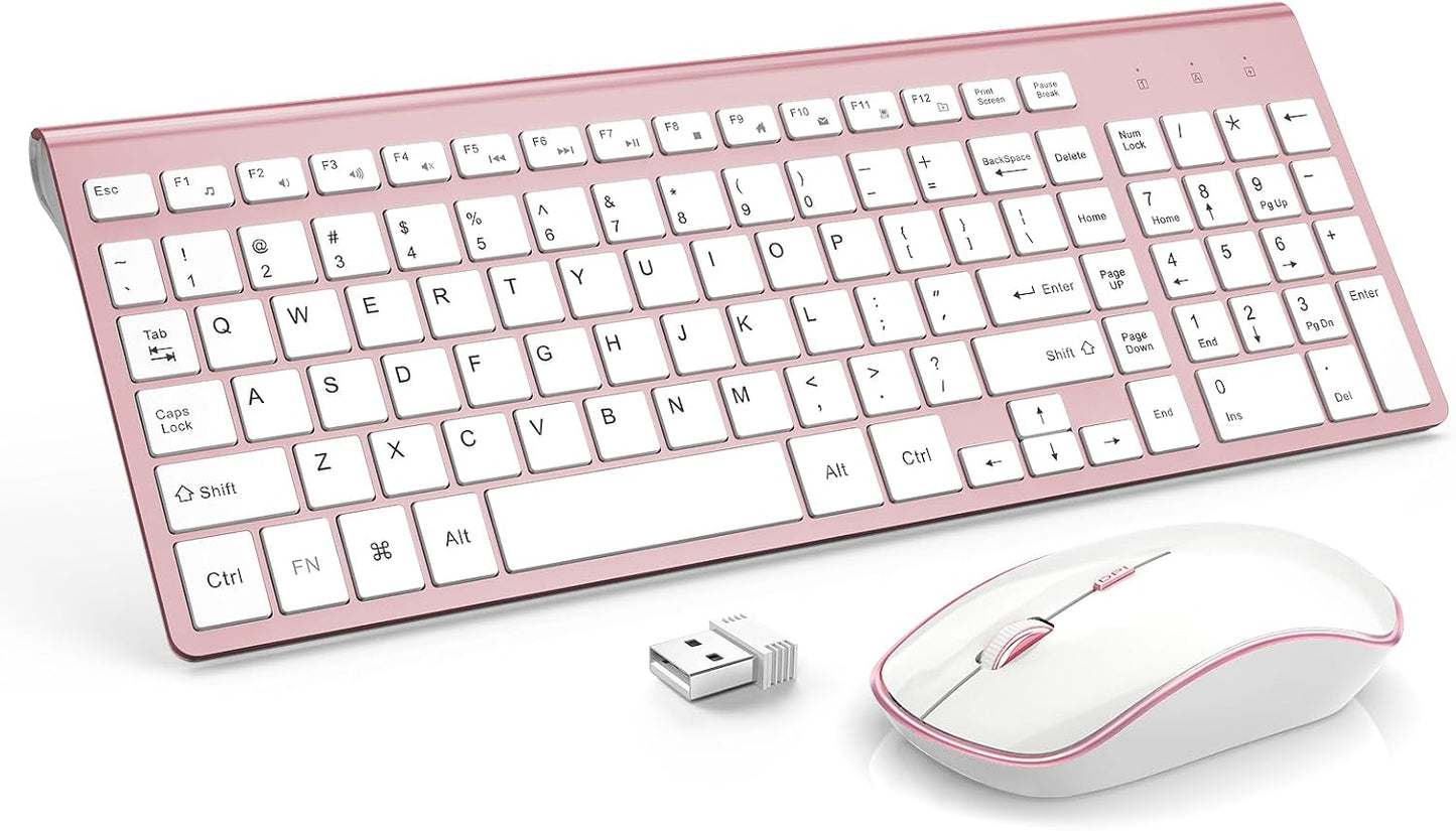 Wireless Keyboard and Mouse Combo,2.4G Compact and Quiet Wireless Keyboard,Ergonomic and Portable Design for Computer, Windows,Desktop, PC, Laptop-Cangling Green