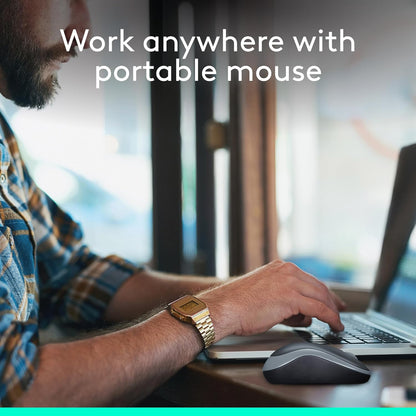 M185 Wireless Mouse, 2.4Ghz with USB Mini Receiver, 12-Month Battery Life, 1000 DPI Optical Tracking, Ambidextrous Pc/Mac/Laptop - Swift Grey