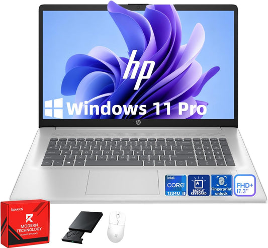 17T Laptop Computer, 17.3" FHD(1920×1080), Intel 10-Core I5-1334U, Backlit KB, Fingerprint, Win 11 Pro Laptop for Business & Students, Redragon Patent Kit(External Optical Drive), 16GB RAM, 1TB SSD