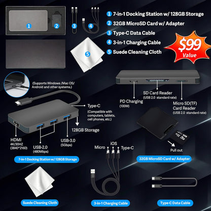 Stream 14" HD Brightview Laptop, Intel Celeron N150, 16GB RAM, 288GB Storage (128GB Emmc + 160GB Docking Station Set), Intel UHD Graphics, 720P Webcam, Wi-Fi, 1 Year Office 365, Win 11 S, Silver