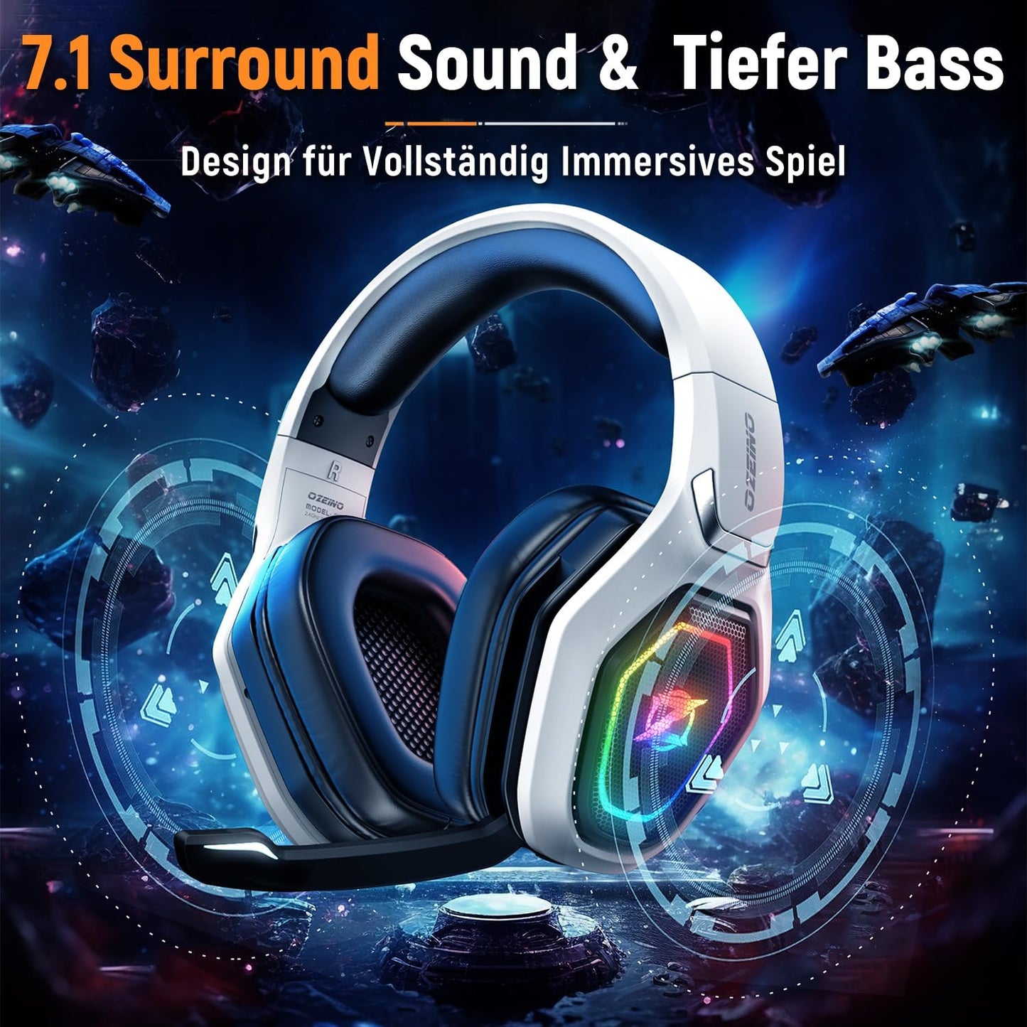 2.4Ghz Wireless Gaming Headset for PC, Ps5, Ps4 - Lossless Audio USB & Type-C Ultra Stable Gaming Headphones with Flip Microphone, 40-Hr Battery Gamer Headset for Switch, Laptop, Mobile, Mac