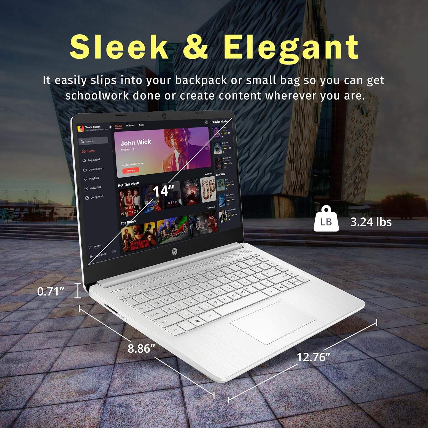 Stream 14" HD Brightview Laptop, Intel Celeron N150, 16GB RAM, 288GB Storage (128GB Emmc + 160GB Docking Station Set), Intel UHD Graphics, 720P Webcam, Wi-Fi, 1 Year Office 365, Win 11 S, Silver