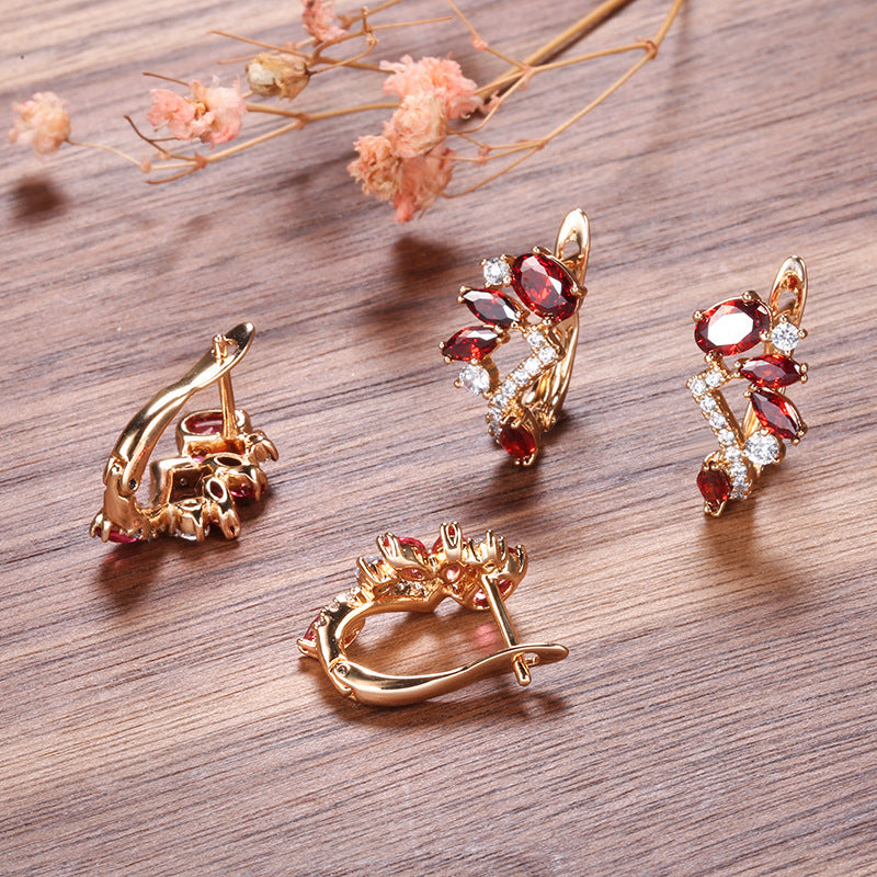 Women's Temperament Wild Copper Gold-plated Zircon Earrings