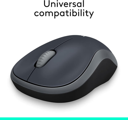 M185 Wireless Mouse, 2.4Ghz with USB Mini Receiver, 12-Month Battery Life, 1000 DPI Optical Tracking, Ambidextrous Pc/Mac/Laptop - Swift Grey