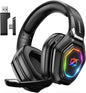2.4Ghz Wireless Gaming Headset for PC, Ps5, Ps4 - Lossless Audio USB & Type-C Ultra Stable Gaming Headphones with Flip Microphone, 40-Hr Battery Gamer Headset for Switch, Laptop, Mobile, Mac