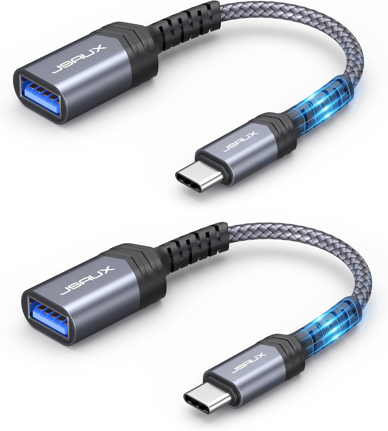 USB C to USB Adapter [2 Pack], Type C 3.0 OTG Cable on the Go Type C Male to USB a Female Adapter Compatible with Macbook, Iphone 16 Pro Max/16 Plus/16E/15, Samsung Galaxy S25/S24/S23-Red